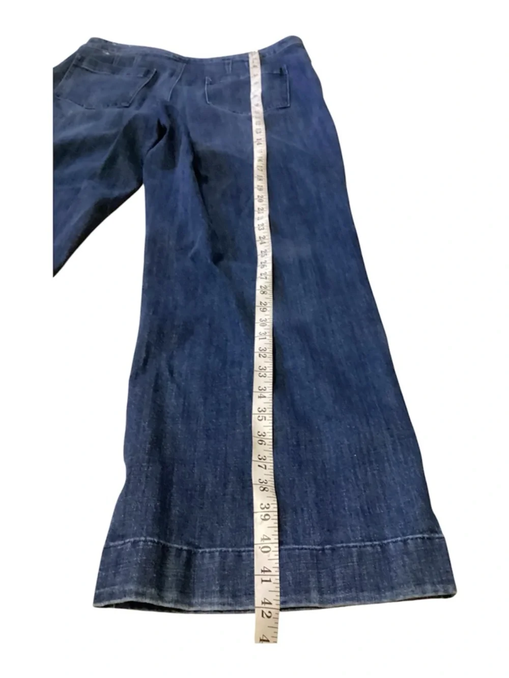 Talbots Dark Blue Wide Leg Jeans size 16 side zip - Picture 9 of 12